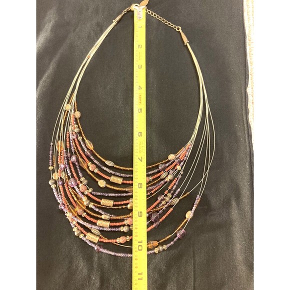 Coldwater creek Floating Bead Necklace With 14 Strands beaded Fall colors boho - Picture 3 of 10